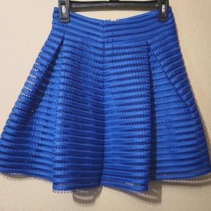 Women's 0 navy blue pleated flare skirt